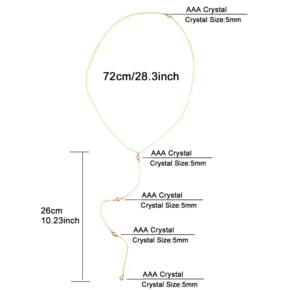 Stainless Steel Crystal Belly Body Chain