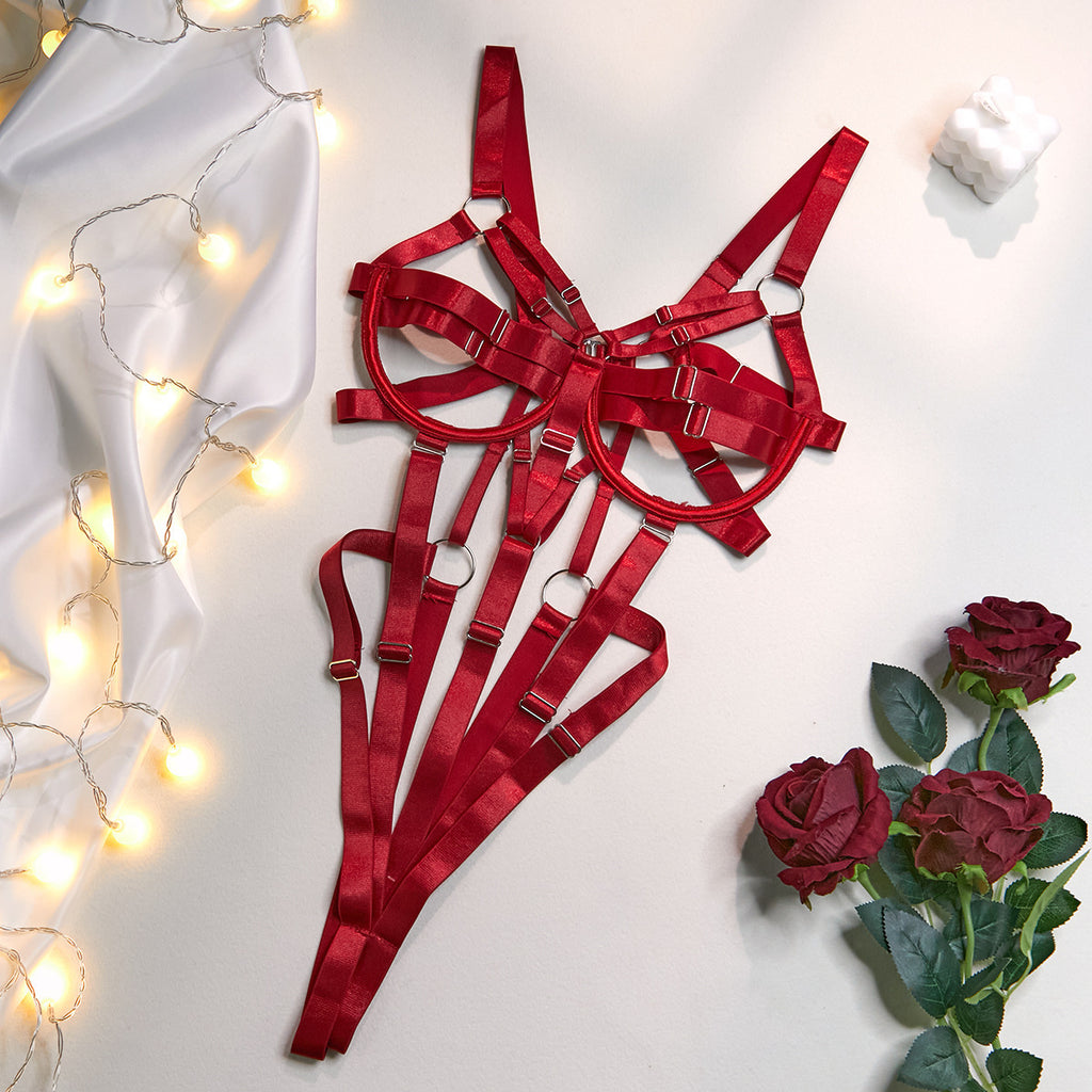 Gathering Minimalist Elastic Jumpsuit Lingerie And Sexy Suspender